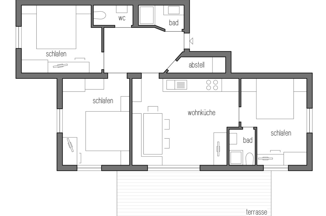 Skizze vom Appartement 1 im Haus Grafenbergblick